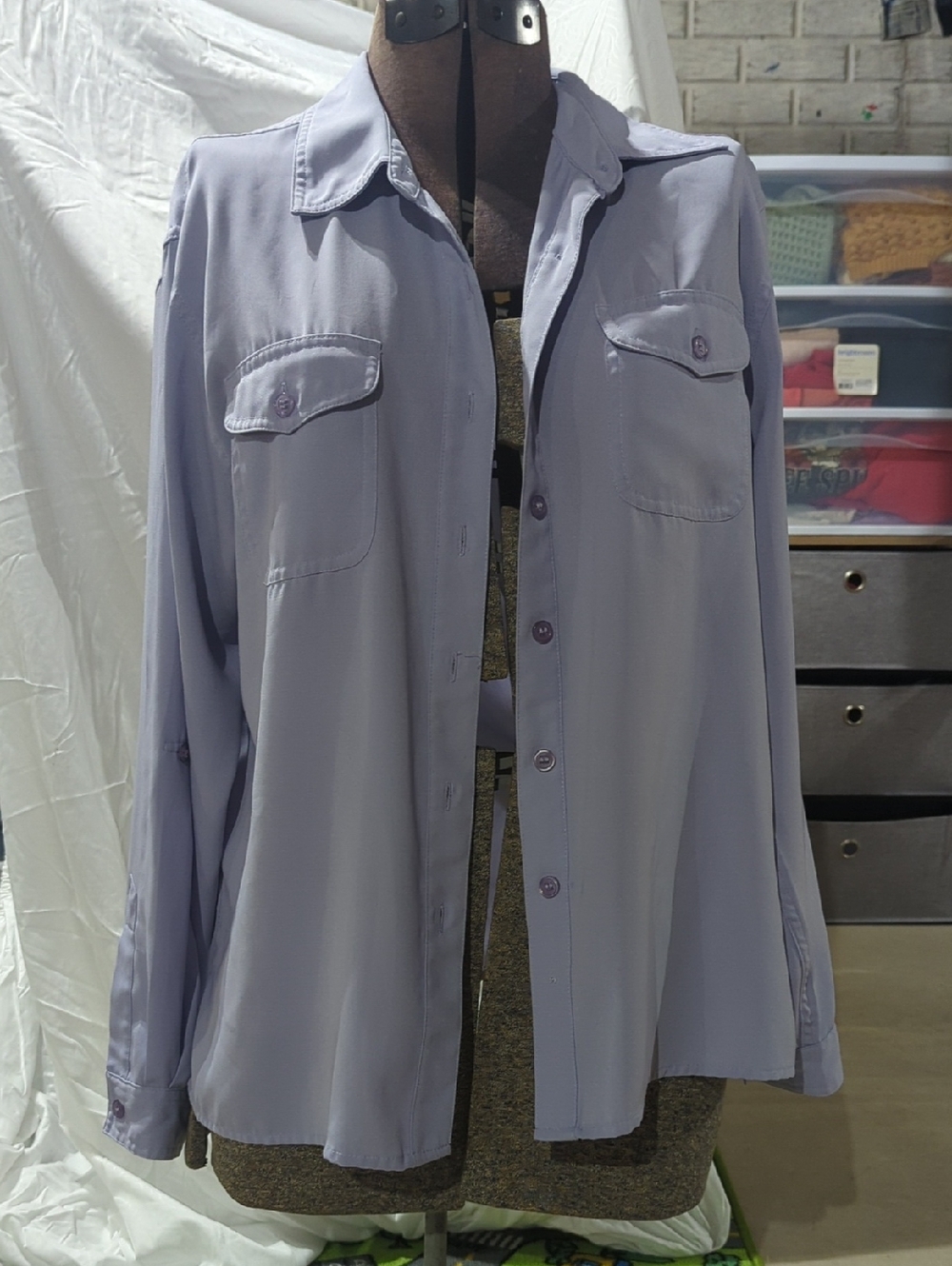 Apparenza Light Lavender Button-Front Shirt Jacket